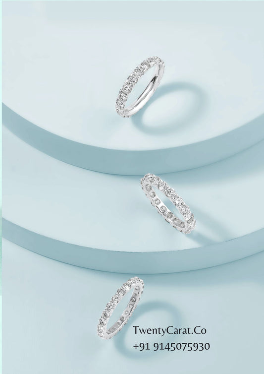 White Gold Moissanite Eternity Band Ring - TwentyCarat