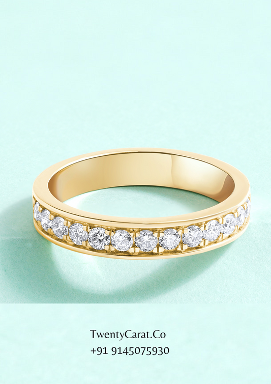 Yellow Gold Moissanite Eternity Band Ring