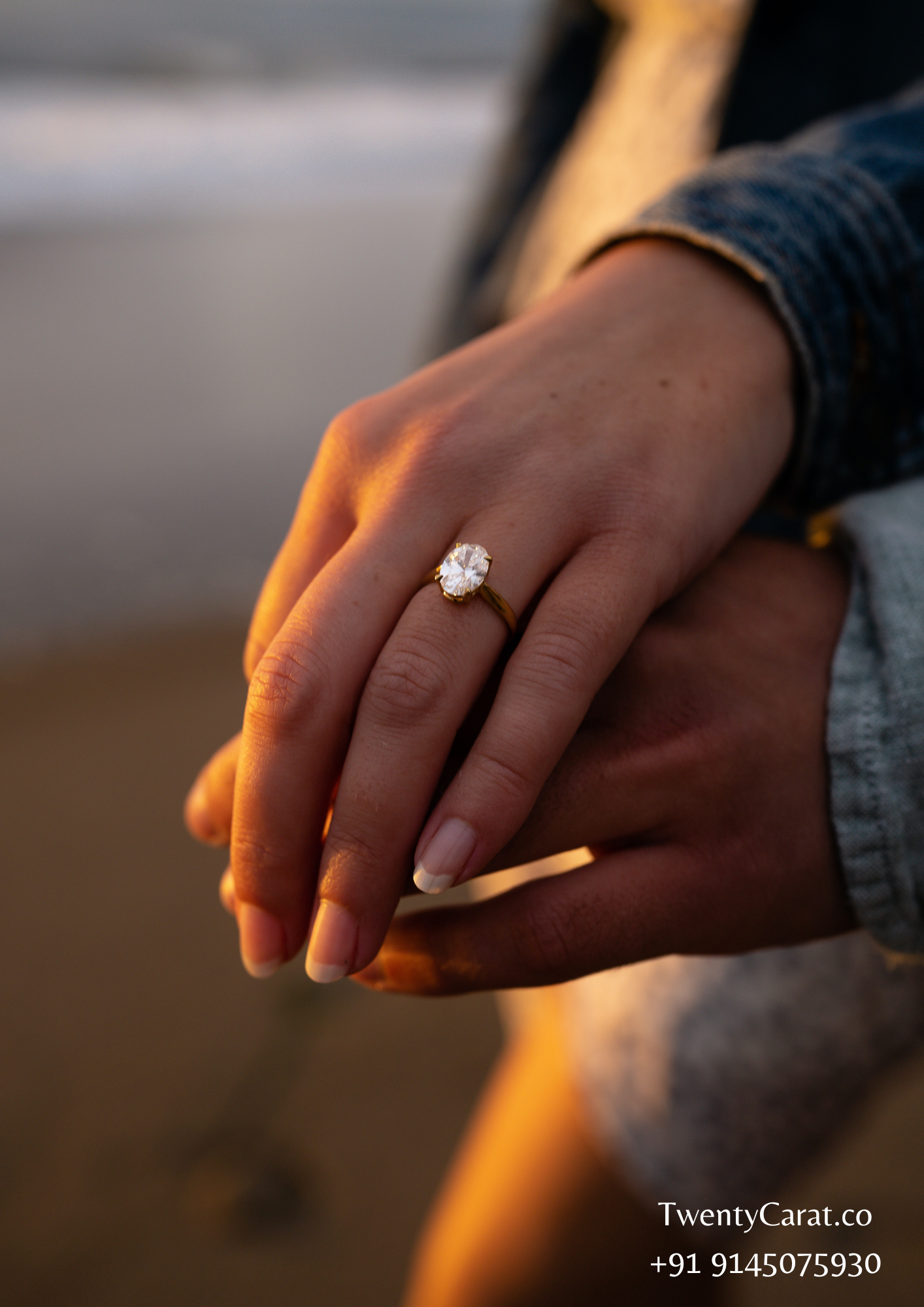 Oval Shape Moissanite Diamond Gold Ring - Twenty Carat