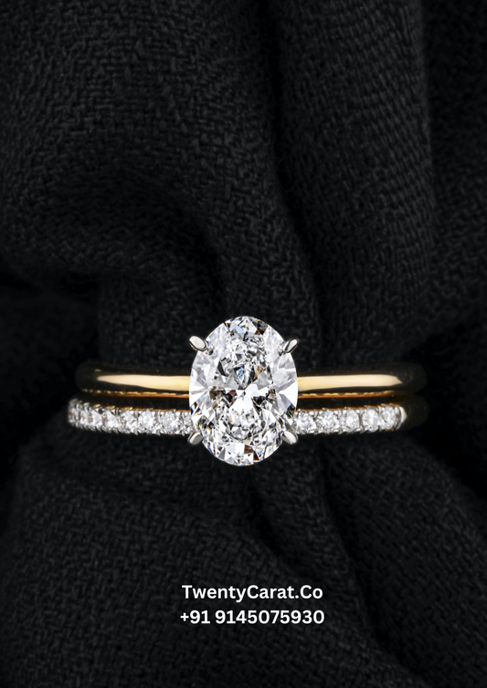 Oval Engagement Ring And Wedding Band Set