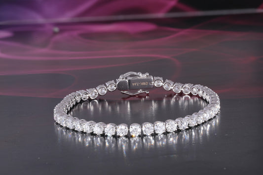 Round Shape Moissanite Gold Tennis Bracelet